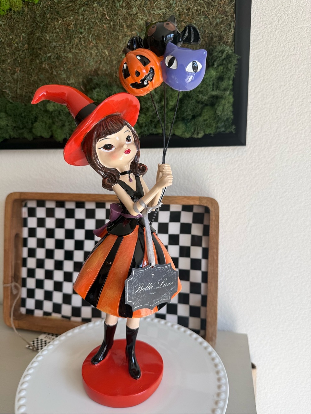 Orange & Black Witch with Balloons